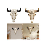 Resin Cow Head Wall Decor Statue Wall Hanging Art for Housewarming Farmhouse Black Horns