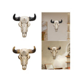 Resin Cow Head Wall Decor Statue Wall Hanging Art for Housewarming Farmhouse Black Horns