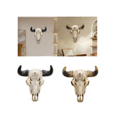 Resin Cow Head Wall Decor Statue Wall Hanging Art for Housewarming Farmhouse Black Horns