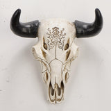 Resin Cow Head Wall Decor Statue Wall Hanging Art for Housewarming Farmhouse Black Horns