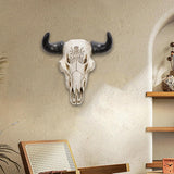 Resin Cow Head Wall Decor Statue Wall Hanging Art for Housewarming Farmhouse Black Horns