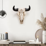 Resin Cow Head Wall Decor Statue Wall Hanging Art for Housewarming Farmhouse Black Horns