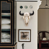 Resin Cow Head Wall Decor Statue Wall Hanging Art for Housewarming Farmhouse Black Horns