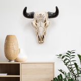 Resin Cow Head Wall Decor Statue Wall Hanging Art for Housewarming Farmhouse Black Horns