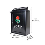 Maxbell Newspaper Holder Box Decorative Drop Box for Outside House Front Door Garden red rose black box