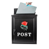 Maxbell Newspaper Holder Box Decorative Drop Box for Outside House Front Door Garden red rose black box