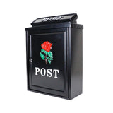 Maxbell Newspaper Holder Box Decorative Drop Box for Outside House Front Door Garden red rose black box