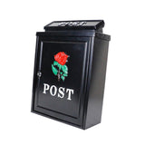 Maxbell Newspaper Holder Box Decorative Drop Box for Outside House Front Door Garden red rose black box