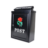 Maxbell Newspaper Holder Box Decorative Drop Box for Outside House Front Door Garden red rose black box
