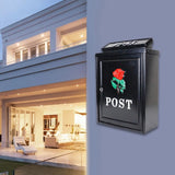 Maxbell Newspaper Holder Box Decorative Drop Box for Outside House Front Door Garden red rose black box