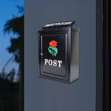 Maxbell Newspaper Holder Box Decorative Drop Box for Outside House Front Door Garden red rose black box