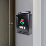 Maxbell Newspaper Holder Box Decorative Drop Box for Outside House Front Door Garden red rose black box