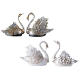 Maxbell 2Pcs Swan Ornament Home Living Room Resin Party Valentines Day Swan Figurine silver