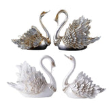 Maxbell 2Pcs Swan Ornament Home Living Room Resin Party Valentines Day Swan Figurine silver
