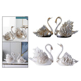 Maxbell 2Pcs Swan Ornament Home Living Room Resin Party Valentines Day Swan Figurine silver