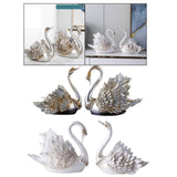 Maxbell 2Pcs Swan Ornament Home Living Room Resin Party Valentines Day Swan Figurine silver