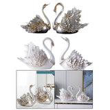 Maxbell 2Pcs Swan Ornament Home Living Room Resin Party Valentines Day Swan Figurine silver