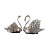 Maxbell 2Pcs Swan Ornament Home Living Room Resin Party Valentines Day Swan Figurine silver