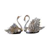Maxbell 2Pcs Swan Ornament Home Living Room Resin Party Valentines Day Swan Figurine silver