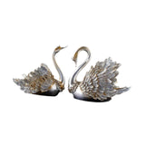 Maxbell 2Pcs Swan Ornament Home Living Room Resin Party Valentines Day Swan Figurine silver
