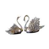 Maxbell 2Pcs Swan Ornament Home Living Room Resin Party Valentines Day Swan Figurine silver