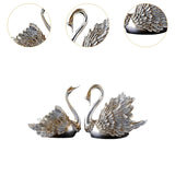 Maxbell 2Pcs Swan Ornament Home Living Room Resin Party Valentines Day Swan Figurine silver