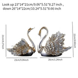 Maxbell 2Pcs Swan Ornament Home Living Room Resin Party Valentines Day Swan Figurine silver