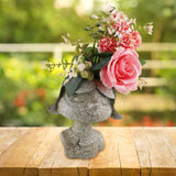 Maxbell Girl Flower Pot Girl Statue Gift Vivid for Outdoor Kitchen Table Centerpiece