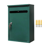 Maxbell Wall Mount Lockable Mailbox Anti Ruse Easy Installation House Large Drop Box Green