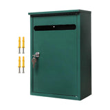 Maxbell Wall Mount Lockable Mailbox Anti Ruse Easy Installation House Large Drop Box Green
