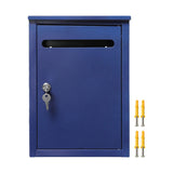 Maxbell Wall Mount Lockable Mailbox Anti Ruse Easy Installation House Large Drop Box Blue