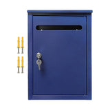 Maxbell Wall Mount Lockable Mailbox Anti Ruse Easy Installation House Large Drop Box Blue