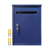 Maxbell Wall Mount Lockable Mailbox Anti Ruse Easy Installation House Large Drop Box Blue