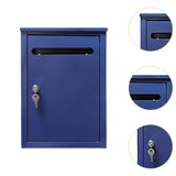 Maxbell Wall Mount Lockable Mailbox Anti Ruse Easy Installation House Large Drop Box Blue