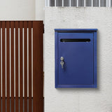 Maxbell Wall Mount Lockable Mailbox Anti Ruse Easy Installation House Large Drop Box Blue