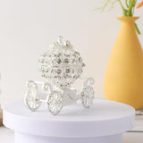 Maxbell Pumpkin Carriage Ornament Decorative Enamel Jewelry Box for Porch Decoration Silver