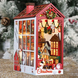 Maxbell Christmas Dollhouse Bookend DIY Puzzle Scenes Ornament for Mantelpiece Decor