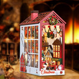 Maxbell Christmas Dollhouse Bookend DIY Puzzle Scenes Ornament for Mantelpiece Decor