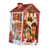 Maxbell Christmas Dollhouse Bookend DIY Puzzle Scenes Ornament for Mantelpiece Decor