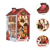 Maxbell Christmas Dollhouse Bookend DIY Puzzle Scenes Ornament for Mantelpiece Decor