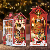 Maxbell Christmas Dollhouse Bookend DIY Puzzle Scenes Ornament for Mantelpiece Decor