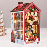 Maxbell Christmas Dollhouse Bookend DIY Puzzle Scenes Ornament for Mantelpiece Decor