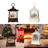 Maxbell Christmas Snow Globe Lantern Xmas Decorations for Farmhouse Entrance Desktop Brown Santa Claus