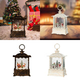 Maxbell Christmas Snow Globe Lantern Xmas Decorations for Farmhouse Entrance Desktop Brown Santa Claus