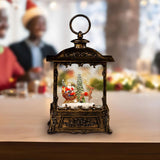 Maxbell Christmas Snow Globe Lantern Xmas Decorations for Farmhouse Entrance Desktop Brown Santa Claus