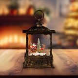 Maxbell Christmas Snow Globe Lantern Xmas Decorations for Farmhouse Entrance Desktop Brown Santa Claus