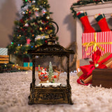 Maxbell Christmas Snow Globe Lantern Xmas Decorations for Farmhouse Entrance Desktop Brown Santa Claus