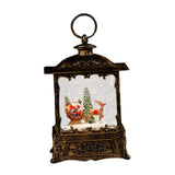 Maxbell Christmas Snow Globe Lantern Xmas Decorations for Farmhouse Entrance Desktop Brown Santa Claus