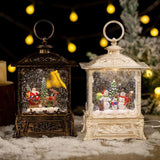 Maxbell Christmas Snow Globe Lantern Xmas Decorations for Farmhouse Entrance Desktop Brown Santa Claus