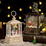 Maxbell Christmas Snow Globe Lantern Xmas Decorations for Farmhouse Entrance Desktop Brown Santa Claus